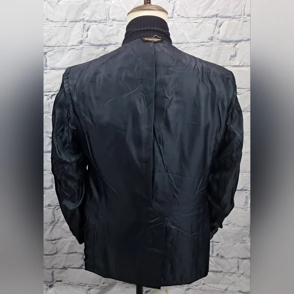 Samuelsohn Double Breasted Blazer Sport Coat Navy Striped Vintage Canvas 40R 38R - Picture 5 of 16
